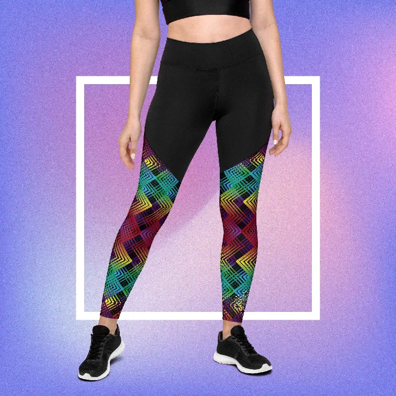 Chakra Zig Zags - Sports Leggings Fashionable Leather-Look Leggings