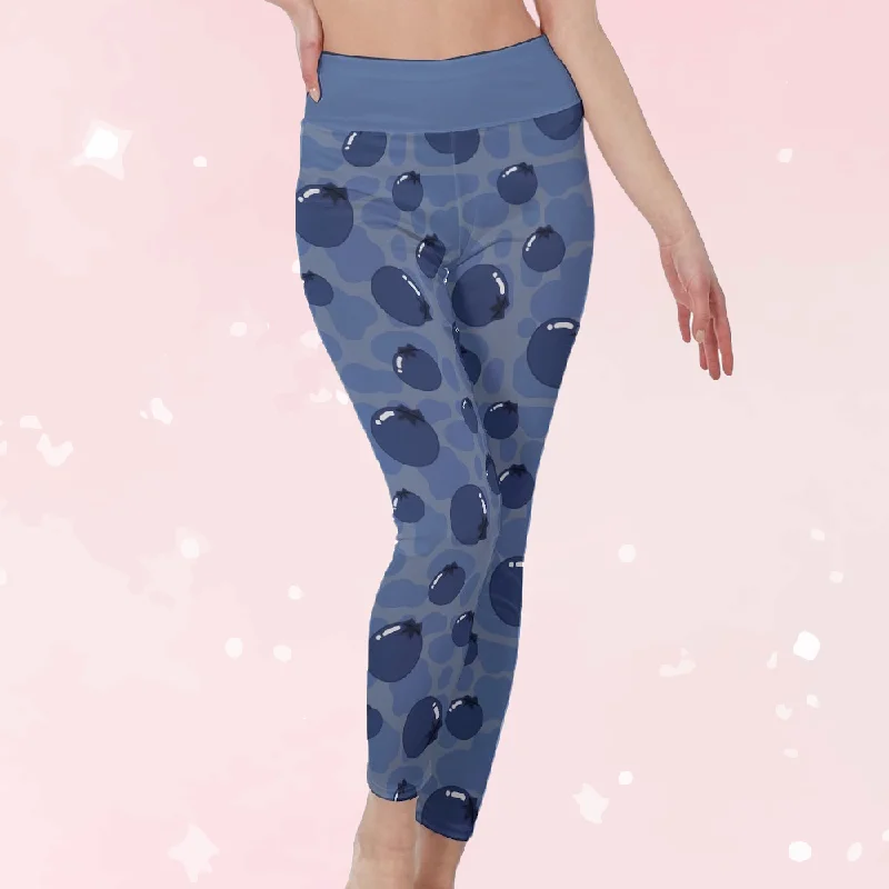 Blueberry Cow High Waist Leggings Trendy High-Waist Tummy Control Leggings