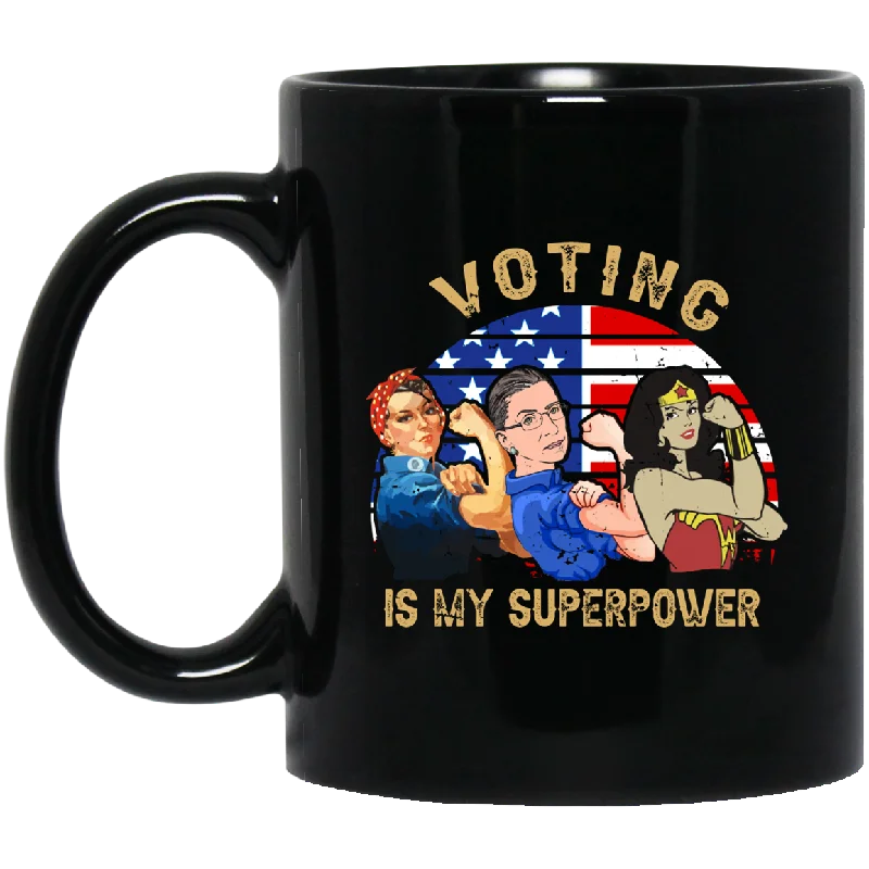 Voting Is My Superpower Cool Strong Woman Wonder Woman American Flag Shirt Matching Girl Women Ladies Gifts Mug Silk Blend Satin Velvet