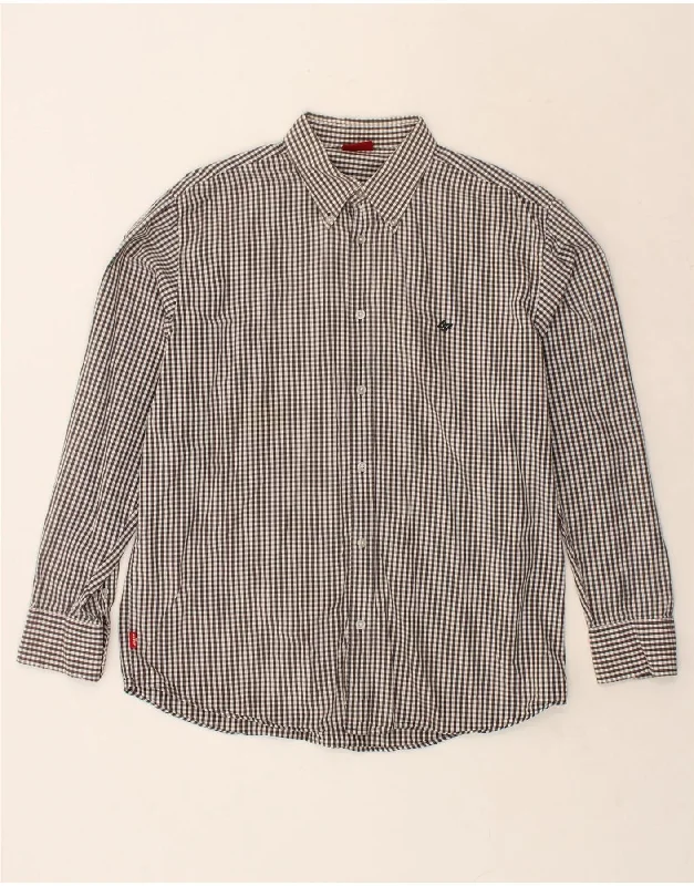 LEVI'S Mens Shirt Large Grey Gingham Cotton Striped Floral Plaid