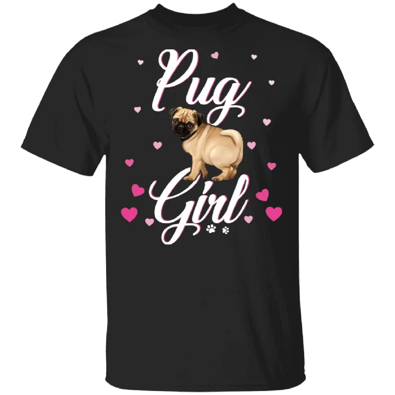 Pug Girl Women Puppy Mom Dog Mama Lover T-Shirt Embroidered Appliqued Beaded