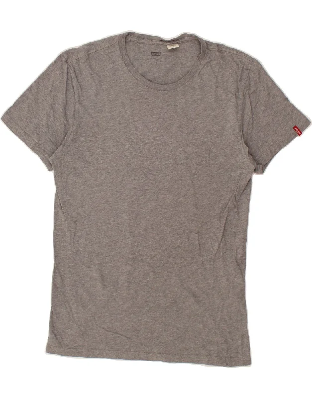 LEVI'S Mens T-Shirt Top Medium Grey Cotton Nylon Fabric Polyester Fabric Spandex Fabric