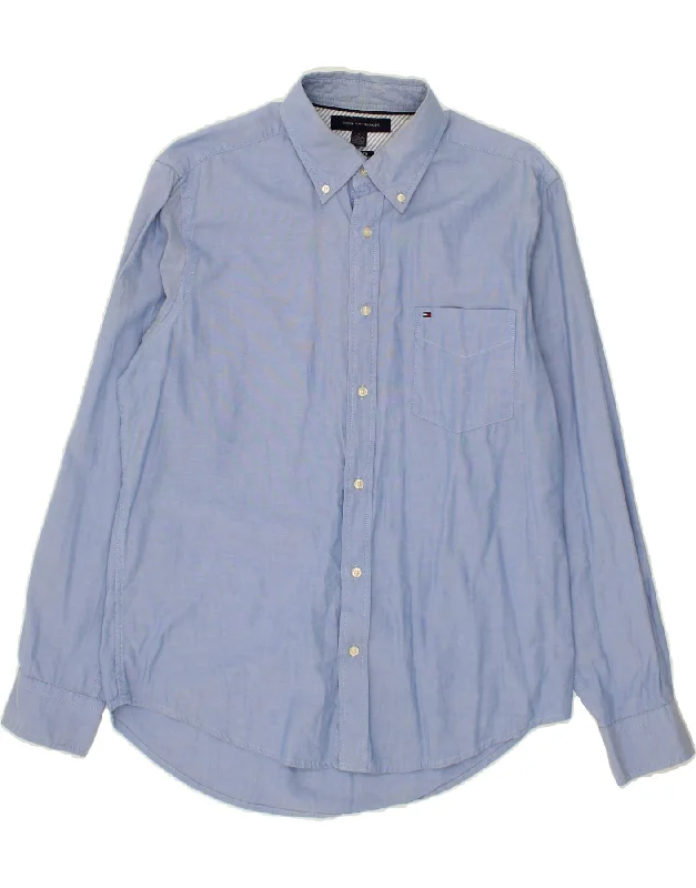 TOMMY HILFIGER Mens Classic Fit Shirt Medium Blue Cotton Modern Contemporary Chic