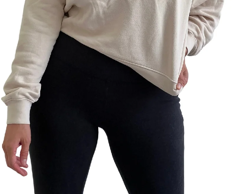 Organic Coastal Gray Midi Legging Stylish Side-Stripe Leggings