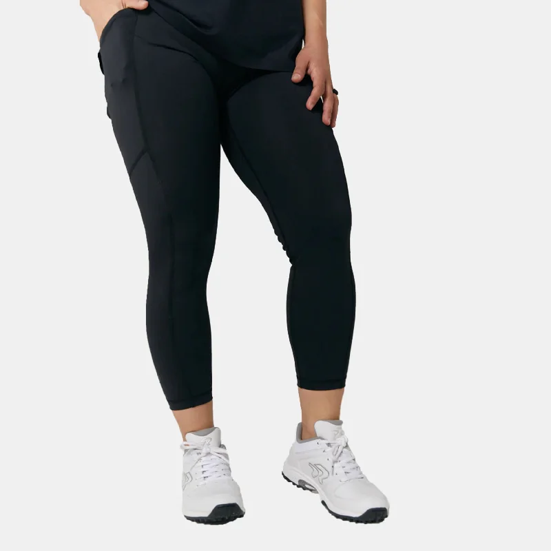 Women's High Waisted 7/8" Training Leggings Elegant Shiny Black Leggings