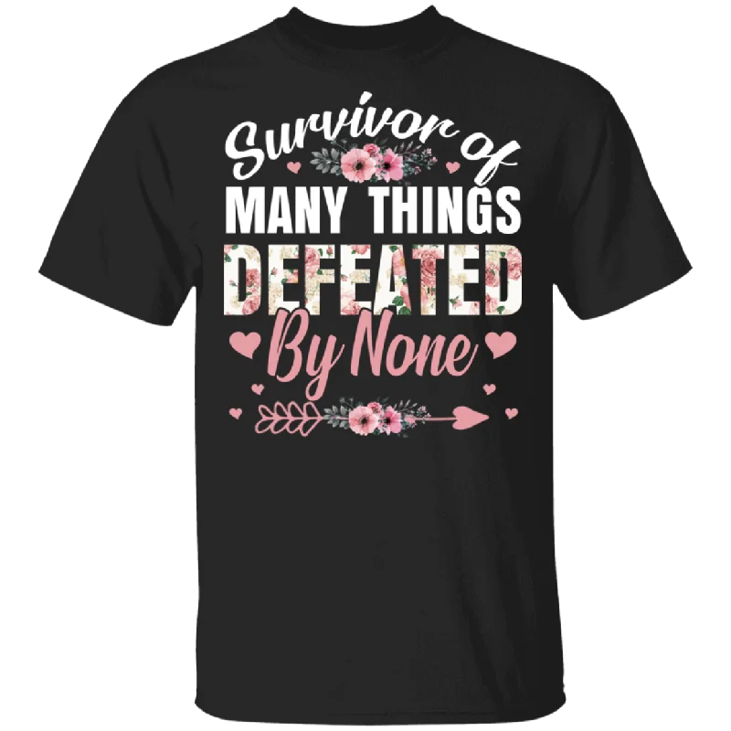 Survivor Of Many Things Defeated By None Floral Women Gifts T-Shirt Mesh Blend Leather Blend Suede Blend