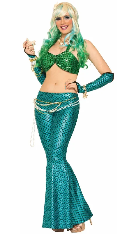 Sea Maiden Womens Blue Mermaid Scale Costume Leggings Cozy Yoga Compression Leggings