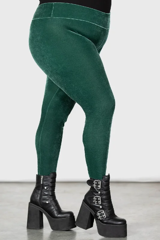 Hematite Leggings [GREEN] [PLUS] Cozy Yoga Compression Leggings