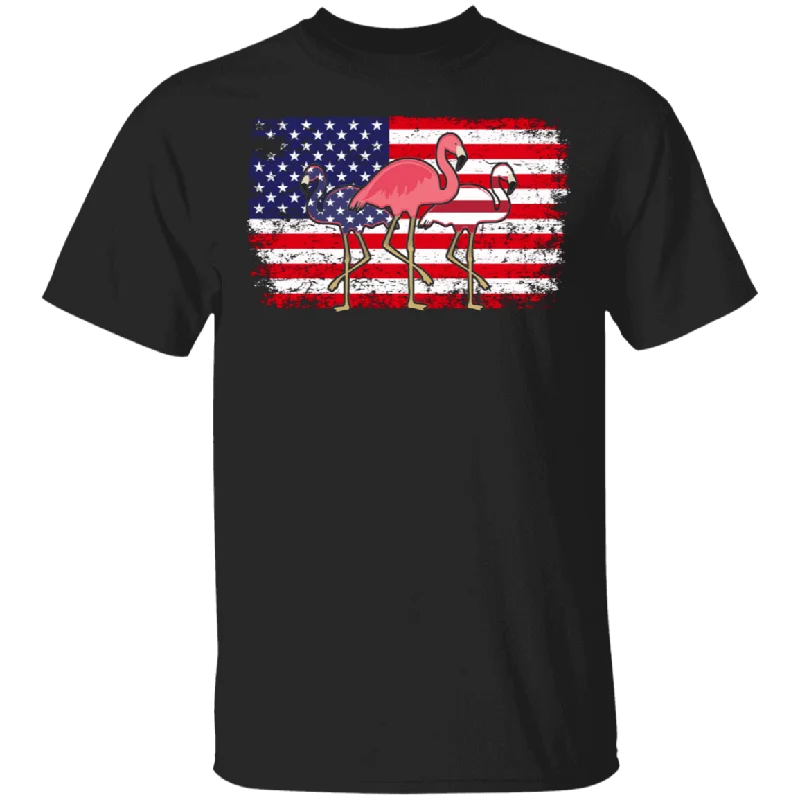 Funny American Flag Flamingos Shirt Matching Flamingo Lover Fans American Gifts T-Shirt Oversized T-Shirt Spandex breathable