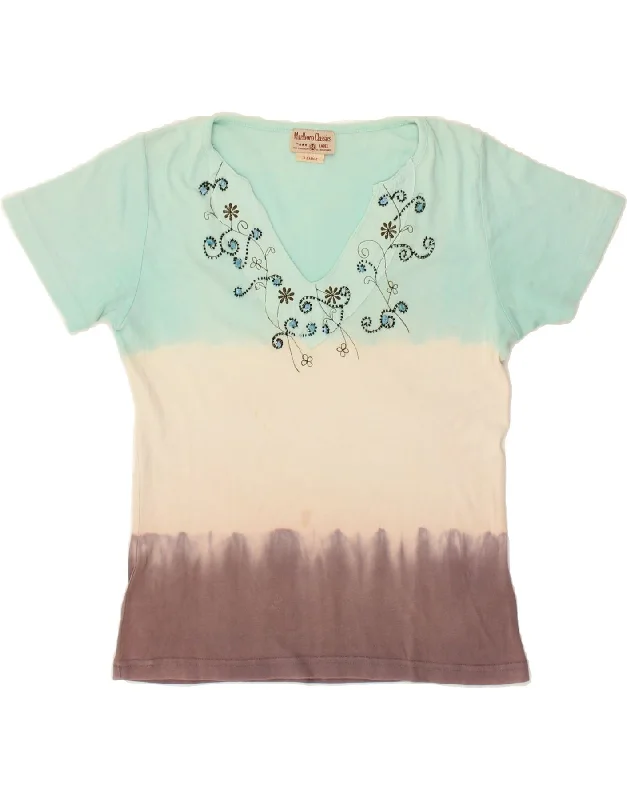 MARLBORO CLASSICS Womens T-Shirt Top UK 18 XL Multicoloured Colourblock Print Jacquard Patchwork