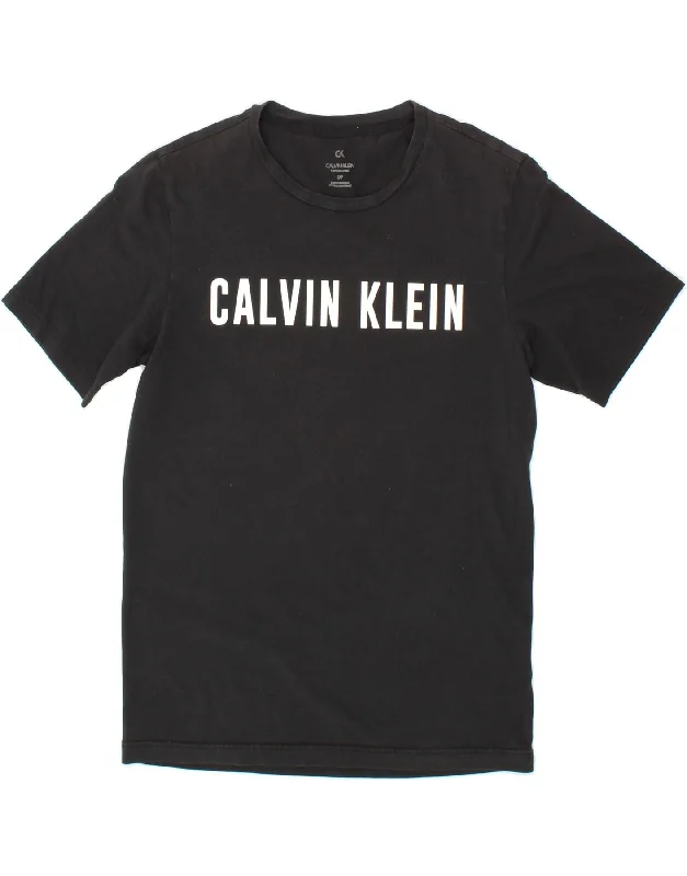 CALVIN KLEIN Mens Graphic T-Shirt Top Small Black Cotton Machine Wash Dry Clean Hand Wash