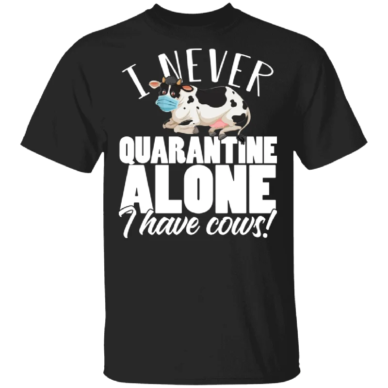 I Never Social Distancing Alone I Have Cows Funny Cow Shirt Matching Cow Lovers Owners Fans Farmer Rancher Gifts T-Shirt Houndstooth Herringbone Solid