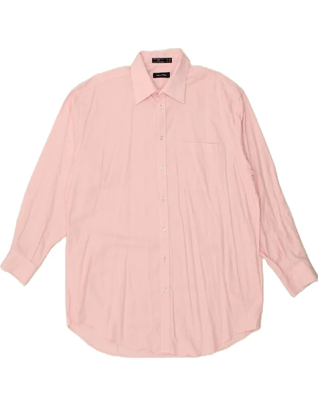 NAUTICA Mens Shirt Size 16 1/2 Large Pink Cotton Houndstooth Herringbone Solid