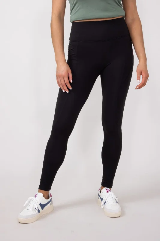Love Tree Contour Pocket Leggings for Women in Black | 6942PN-BLACK Fashionable Embroidered Detail Leggings