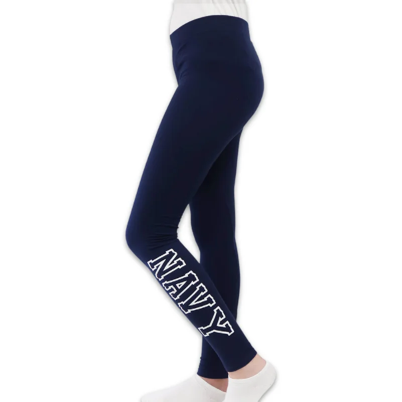 Navy Ladies Love 'Em Longer Leggings (Navy) Fashionable Ribbed Knit Leggings