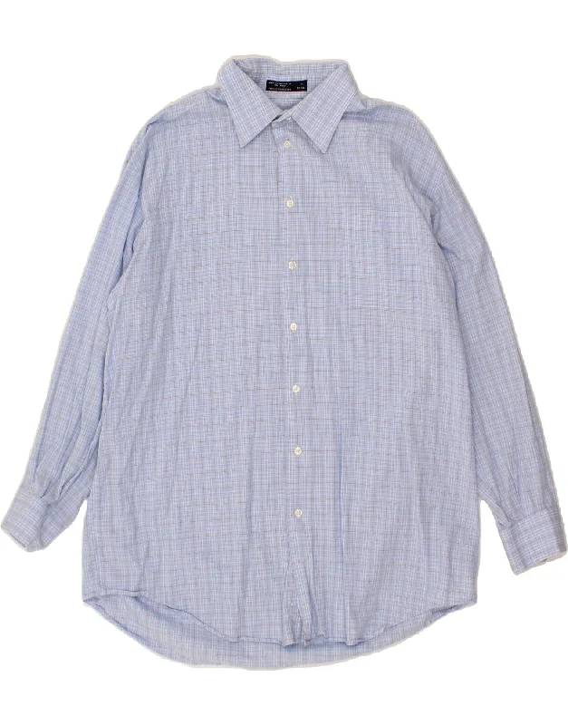 NAUTICA Mens Shirt Size 17 XL Blue Check Cotton Chenille Blend Fleece Blend Nylon Blend