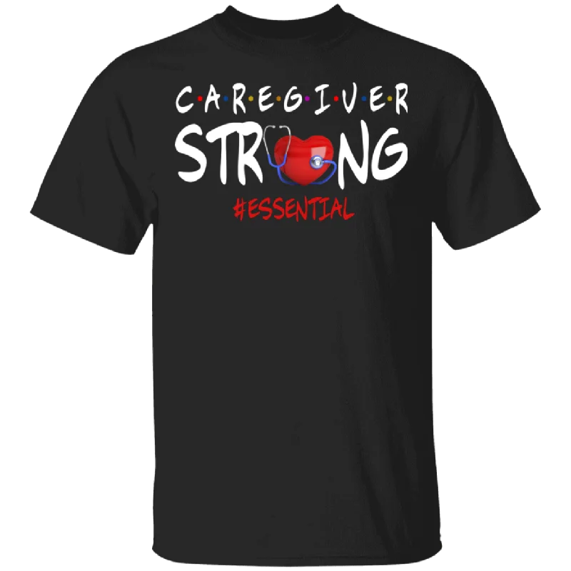 Caregiver Strong Essential Heart Nurse Stethoscope Shirt Matching Nurse Doctor Medical Gifts T-Shirt Hooded Caped Shawl Collar
