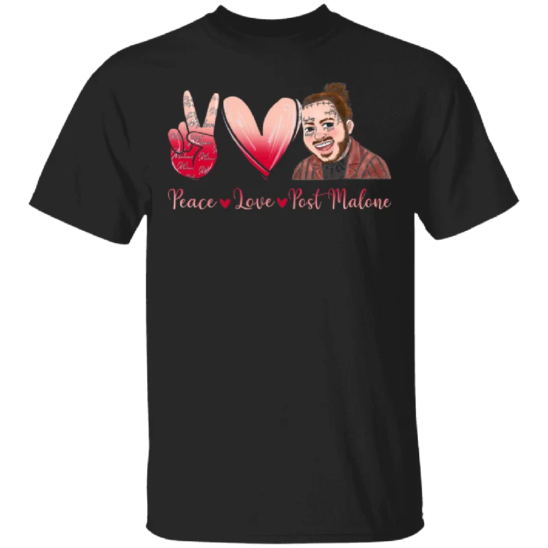 Cute Peace Love Post Malone Shirt Matching Post Malone Singer Musician Music Lover Fans Gifts T-Shirt Layered Multi-layer Single Layer