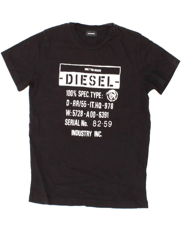 DIESEL Mens Graphic T-Shirt Top XS Black Cotton Casual Formal Business