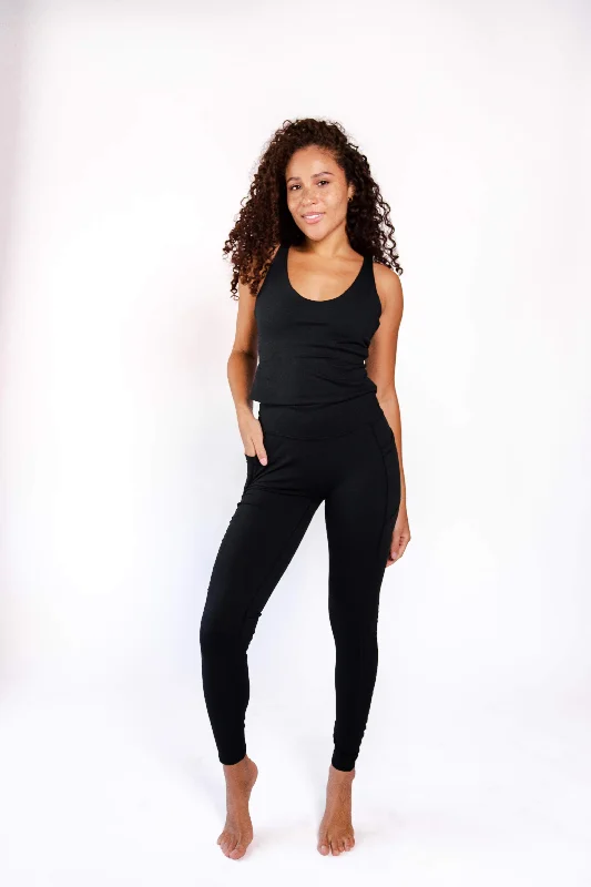 Non Stop Legging in Jet Black by Yoga Democracy Cozy Yoga Compression Leggings