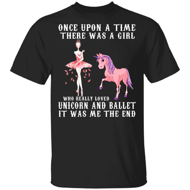 Once Upon A Time There Was A Girl Who Really Loved Unicorn And Ballet It Was Me The End Shirt Matching Magical Unicorn Lover Dancer Gifts T-Shirt Striped Floral Plaid
