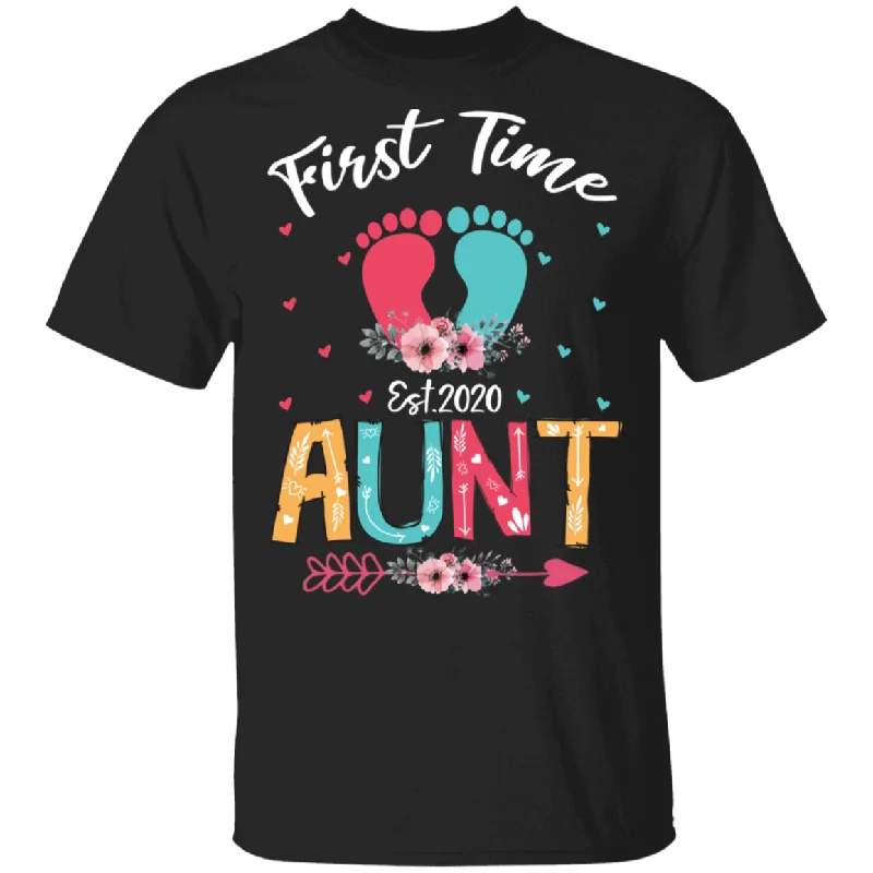 Womens First Time Aunt Expecting Mom Baby Pregnancy Announcement T-Shirt Collared Crew Neck Turtle Neck