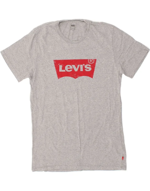 LEVI'S Mens Graphic T-Shirt Top Medium Grey Cotton Elegant Classic Vintage