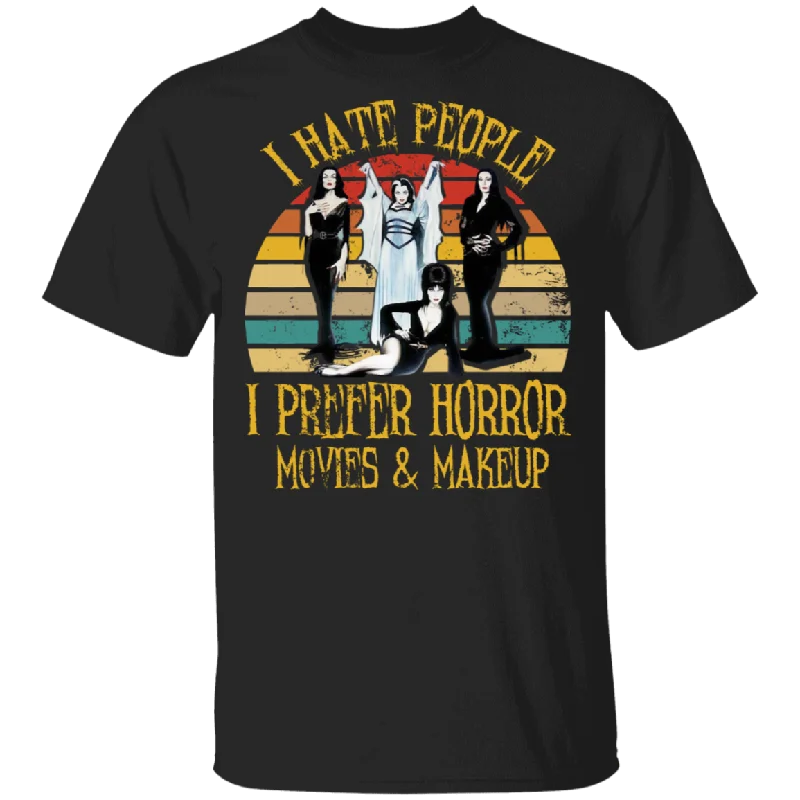 I Hate People I Prefer Horror Movies And Makeup Cool Vintage Retro Women Gifts T-Shirt Seamless Knitted Crochet