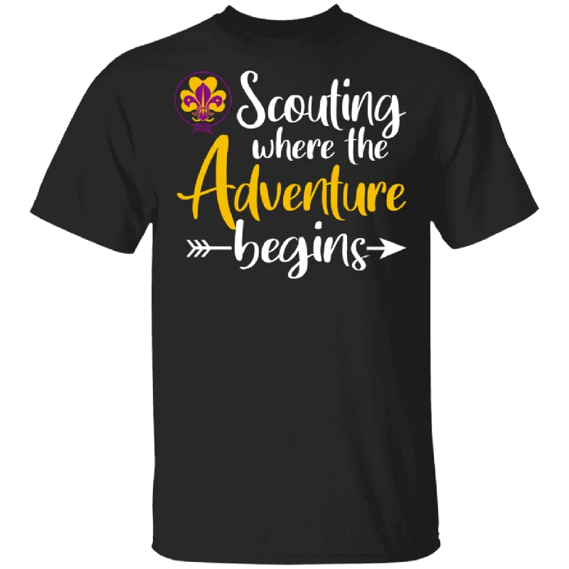 Scouting Where The Adventure Begins Cool Scouting Symbol Shirt Matching Scouti Scouting Lover Gifts T-Shirt Boxy Fit Fitted Loose