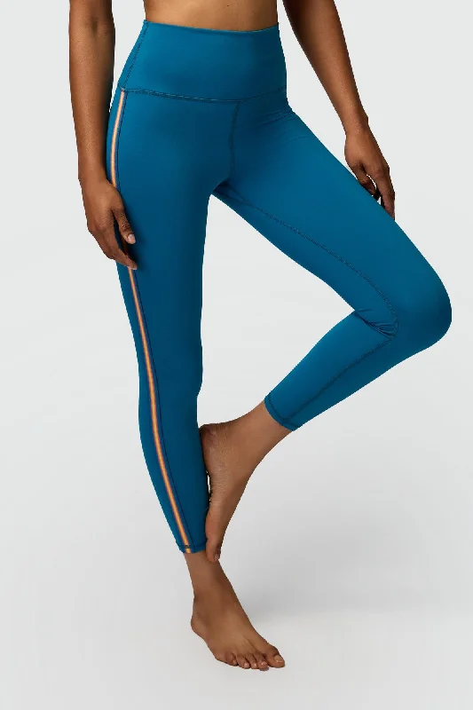 Spiritual Gangster Ada Dream Tech Side Stripe Legging - Dark Turquoise Cozy Ribbed Leggings