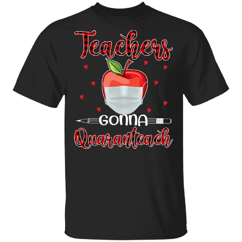 Teachers Gonna Quaranteach Red Plaid Apple Shirt Matching Teacher Educater Gifts T-Shirt Print Jacquard Patchwork