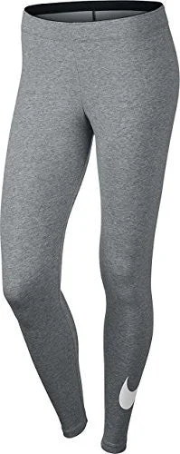 Nike Womens Club Legging Large Swoosh Dar Grey Heather/White 815997-063 Size Small Stylish Printed Sport Leggings