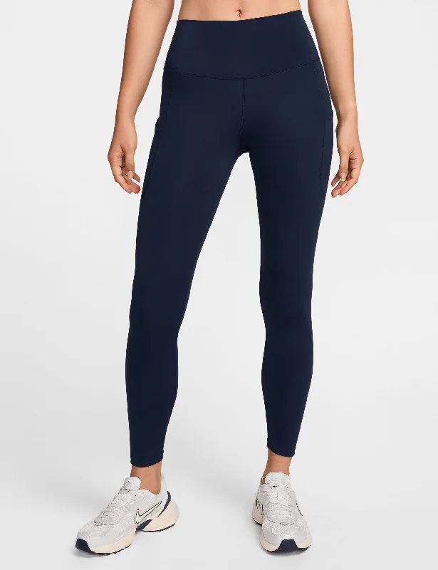 One High Waisted 7/8 Leggings with Pockets - Obsidian/Black Stylish Pockets Active Leggings