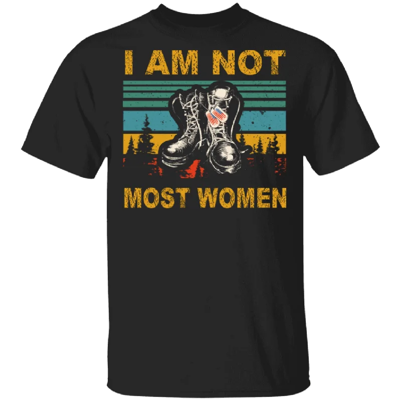 Vintage Retro I Am Not Most Women Cool American Veteran's Boot Shirt Matching USA Soldier Veteran Women Gifts T-Shirt Houndstooth Herringbone Solid