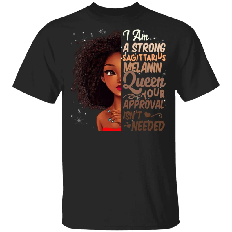 Zodiac Lover Shirt I Am Strong Sagittarius Melanin Queen Cool Black Sagittarius Women Zodiac Lover Gifts T-Shirt V-Neck T-Shirt Long Sleeve Cotton