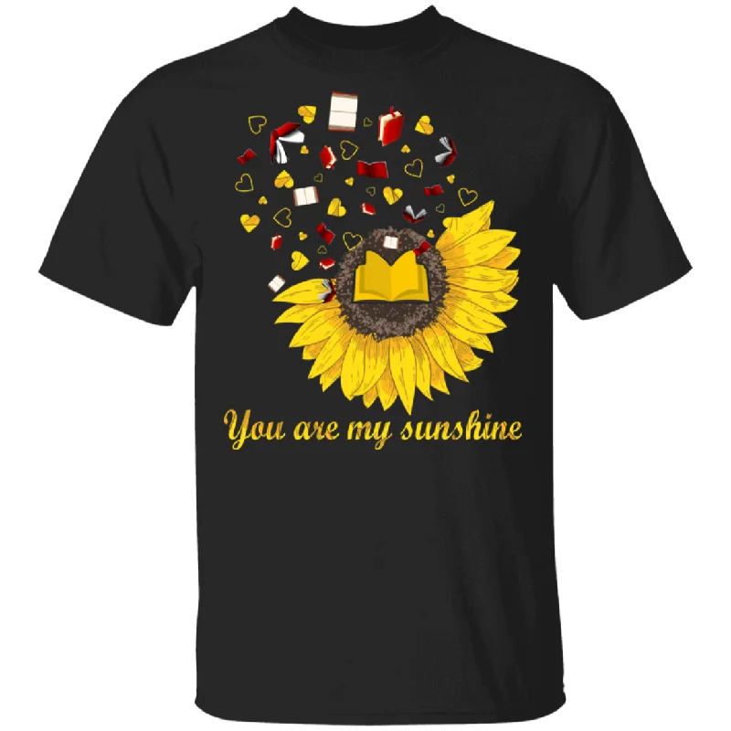 You Are My Sunshine Cute Books Sunflower Shirt Matching Book Lovers Fans Nerd Reader Librarian Gifts T-Shirt Houndstooth Herringbone Solid