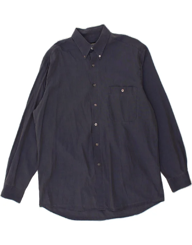 HUGO BOSS Mens Shirt Size 41 Large Navy Blue Casual Formal Business