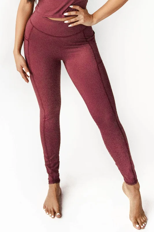 Non Stop Legging in Maroon by Yoga Democracy Trendy Seamless Sports Leggings