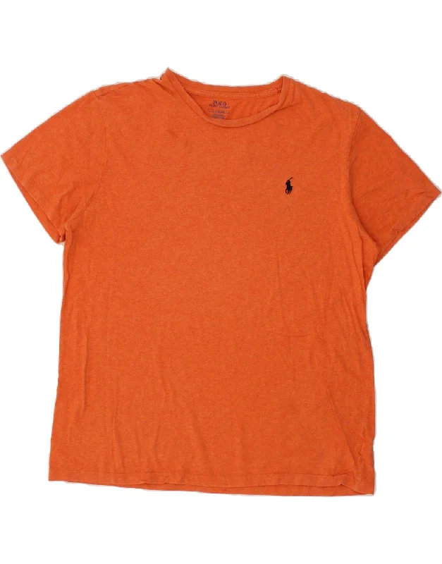 POLO RALPH LAUREN Mens T-Shirt Top Large Orange Cotton Welt Pockets Slit Pockets Flap Pockets