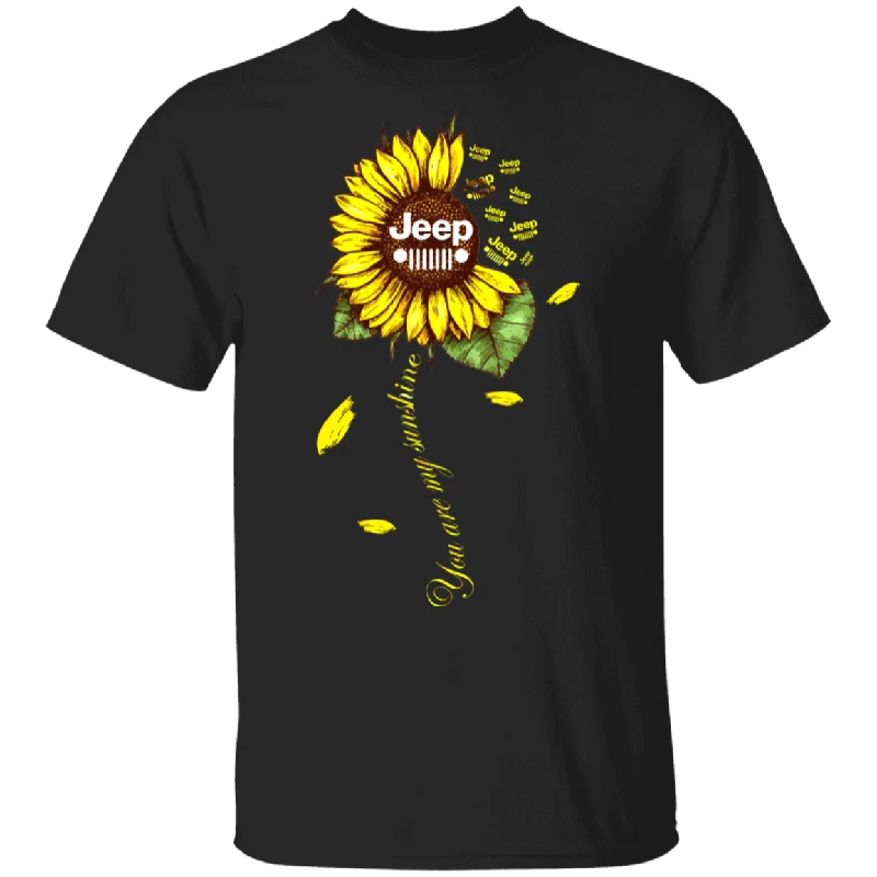 You Are My Sunshine Cute Jeep Logo Sunflower Shirt Matching Jeep Car Automobile Lover Owner Fans Gifts T-Shirt Hooded Caped Shawl Collar