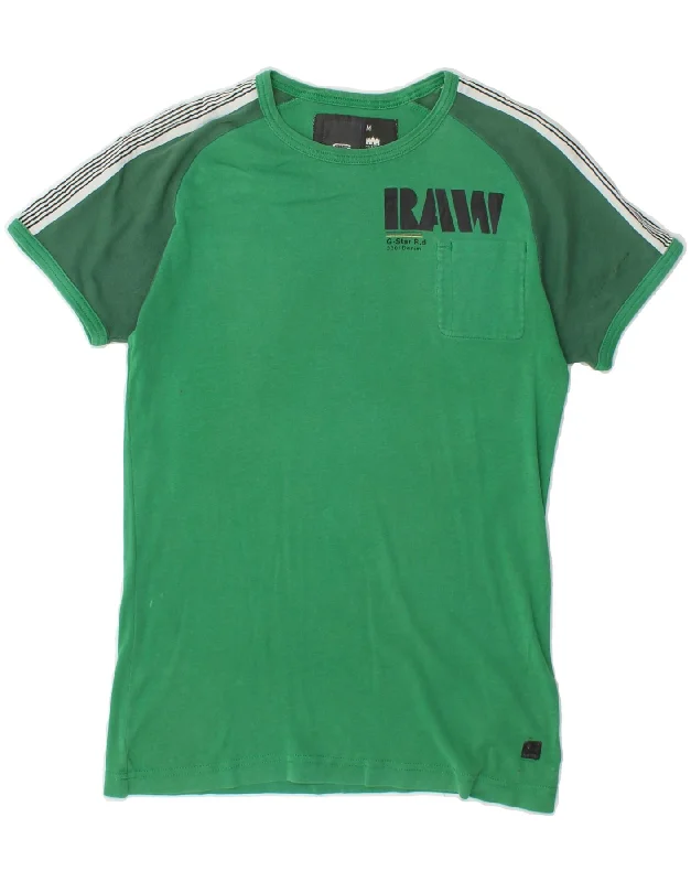 G-STAR Womens Graphic T-Shirt Top UK 12 Medium Green Colourblock Cotton Machine Wash Dry Clean Hand Wash