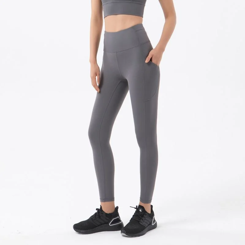 Women's Nylon Pocket Elastic Waist Tight Leggings for Yoga Gym Fitness Fashionable Floral Active Leggings