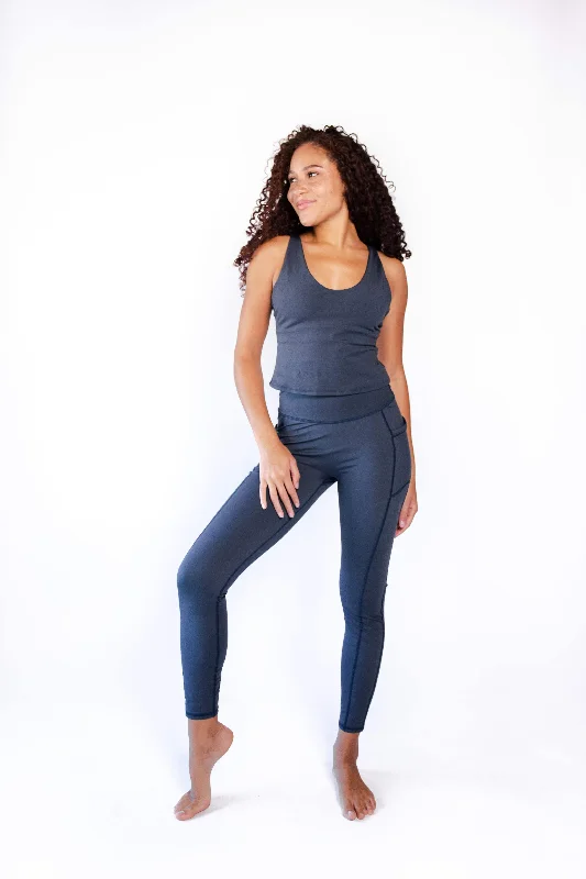Non Stop Legging in Navy Blue by Yoga Democracy Stylish Capri Leggings