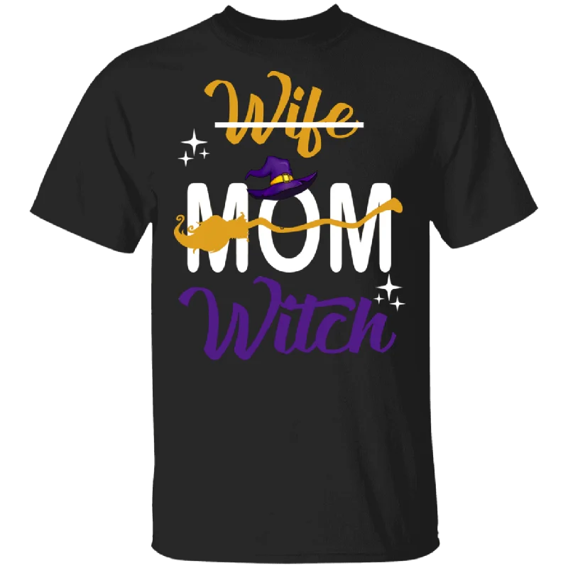 Halloween Witch Shirt Wife Mom Witch Funny Halloween Wife Mom Women Witch Lover Gifts Halloween T-Shirt Welt Pockets Slit Pockets