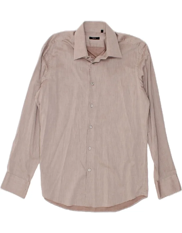 HUGO BOSS Mens Shirt Size 16 Large Beige Cozy Warm Stylish