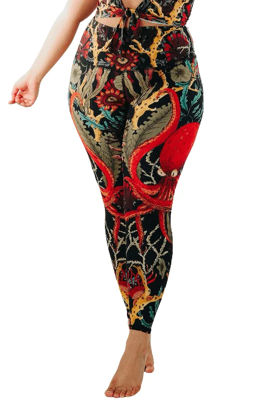 Coral My Name Printed Yoga Leggings by Yoga Democracy Cozy Textured Workout Leggings