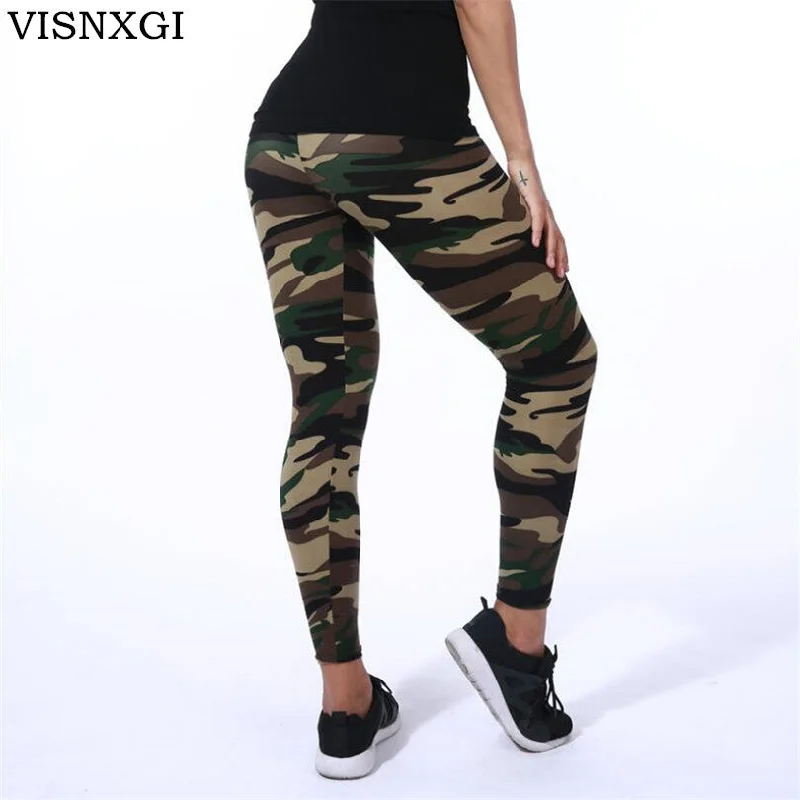 VISNXGI High Quality Women Leggings High Elastic Skinny Camouflage Legging Spring Summer Slimming Women Leisure Jegging Pants Comfortable Wide-Band Leggings