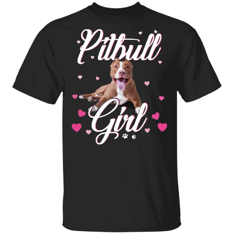 Pitbull Girl Women Puppy Mom Dog Mama Lover T-Shirt Ribbed Striped Patterned