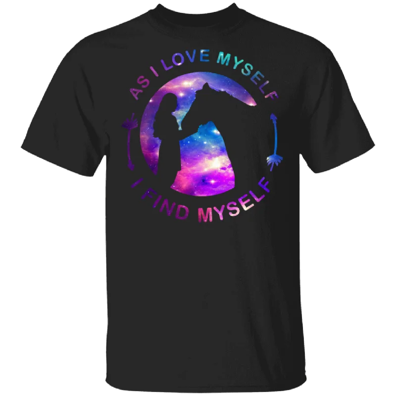 As I Love Myself I Find My Self Cute Horse In Moon Shirt Matching Girl Women Horse Lover Gifts T-Shirt Iron Safe Non-Iron Wrinkle Free