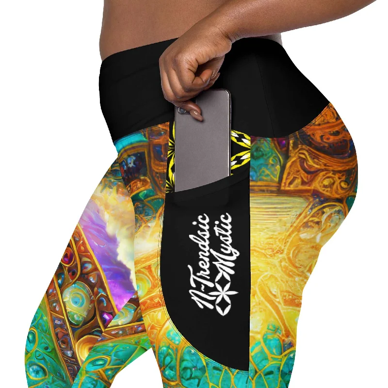 Mystic Mandala - Crossover leggings with pockets Stylish Yoga Leggings